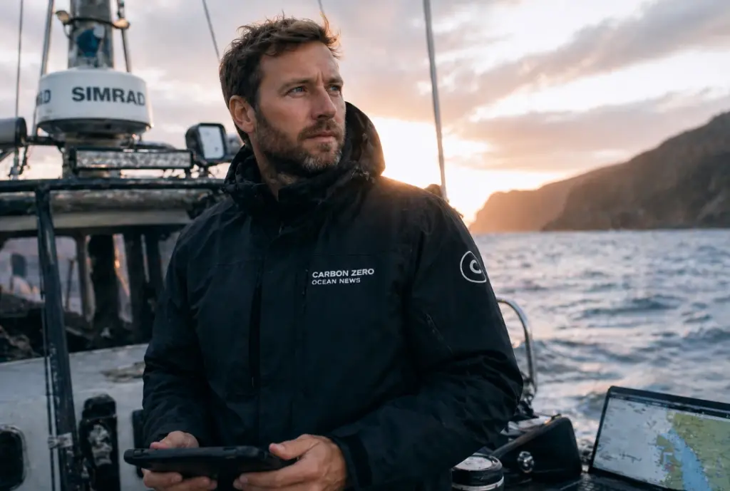 Carbon Zero ocean news platform reporting maritime events with Erik Halvorsen analyzing vessel systems at sea

