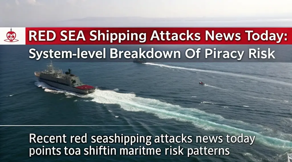 Naval vessel and fast boats moving across open sea, illustrating Red Sea shipping attacks news today and shifting piracy risk patterns in maritime corridors
