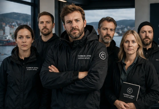 Carbon Zero ocean news platform team led by Erik Halvorsen with Sofie Nielsen, Magnus Dahl, Lars Pettersen, Ingrid Hagen and Eirik Johansen delivering maritime analysis

